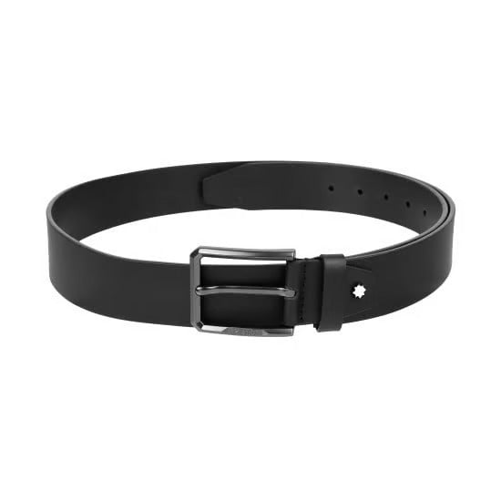 Men's Leather Waist Belt – Elegant Adjustable Belt with Premium Metal Buckle for Formal & Casual Wear – Black