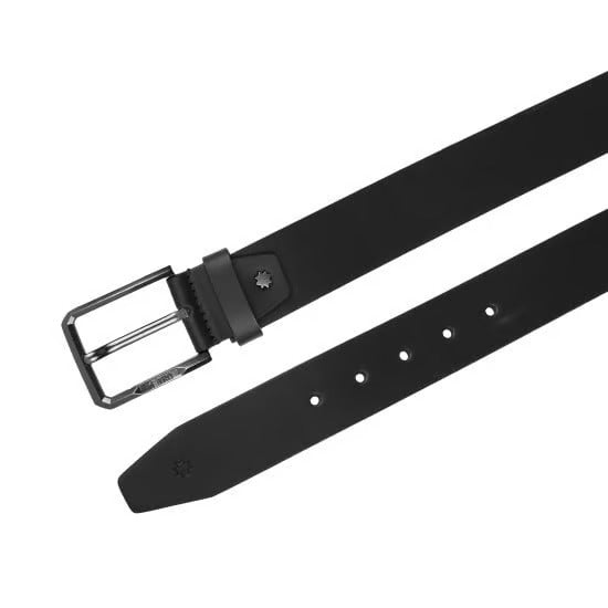 Men's Leather Waist Belt – Elegant Adjustable Belt with Premium Metal Buckle for Formal & Casual Wear – Black