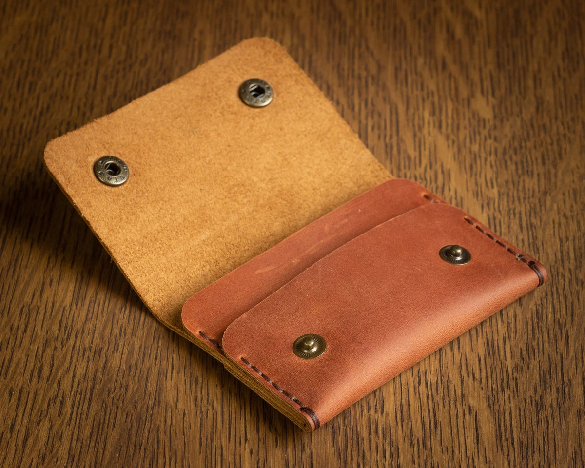 Minimalist Crazy Horse Leather Wallet, Slim Card Holder