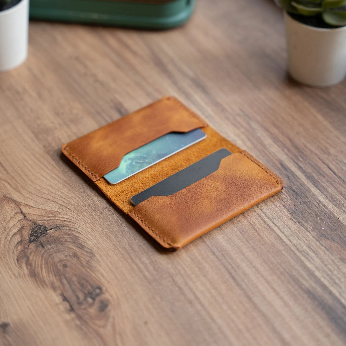 Genuine Leather Bifold Card Holder: Minimalist Slim Wallet