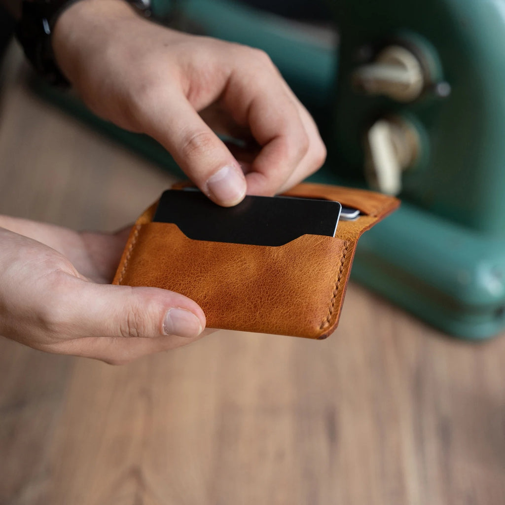 Genuine Leather Bifold Card Holder: Minimalist Slim Wallet