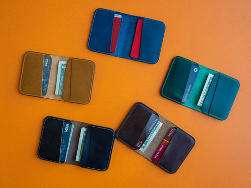 Bifold Mini Wallet, Leather Wallet, Card Holder, Unisex Wallet with Initials, Leather Purse, Gift for Him, Men Wallet