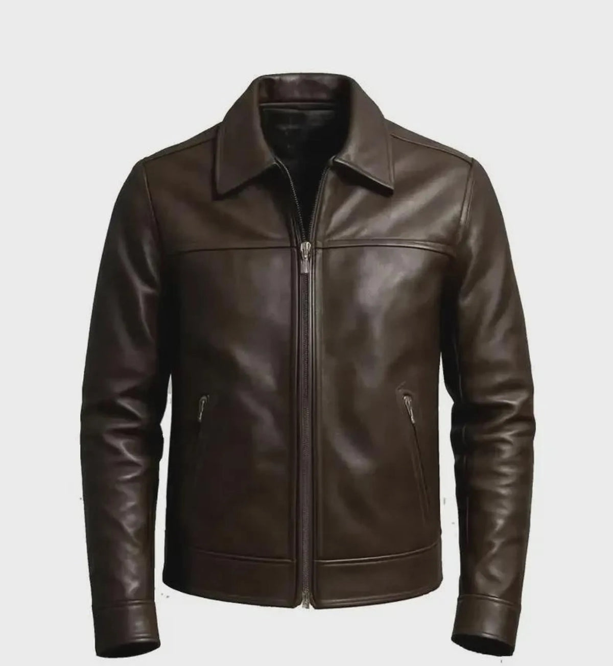 Men’s Brown Cowhide Genuine Leather Jacket Handmade Biker Style Outerwear
