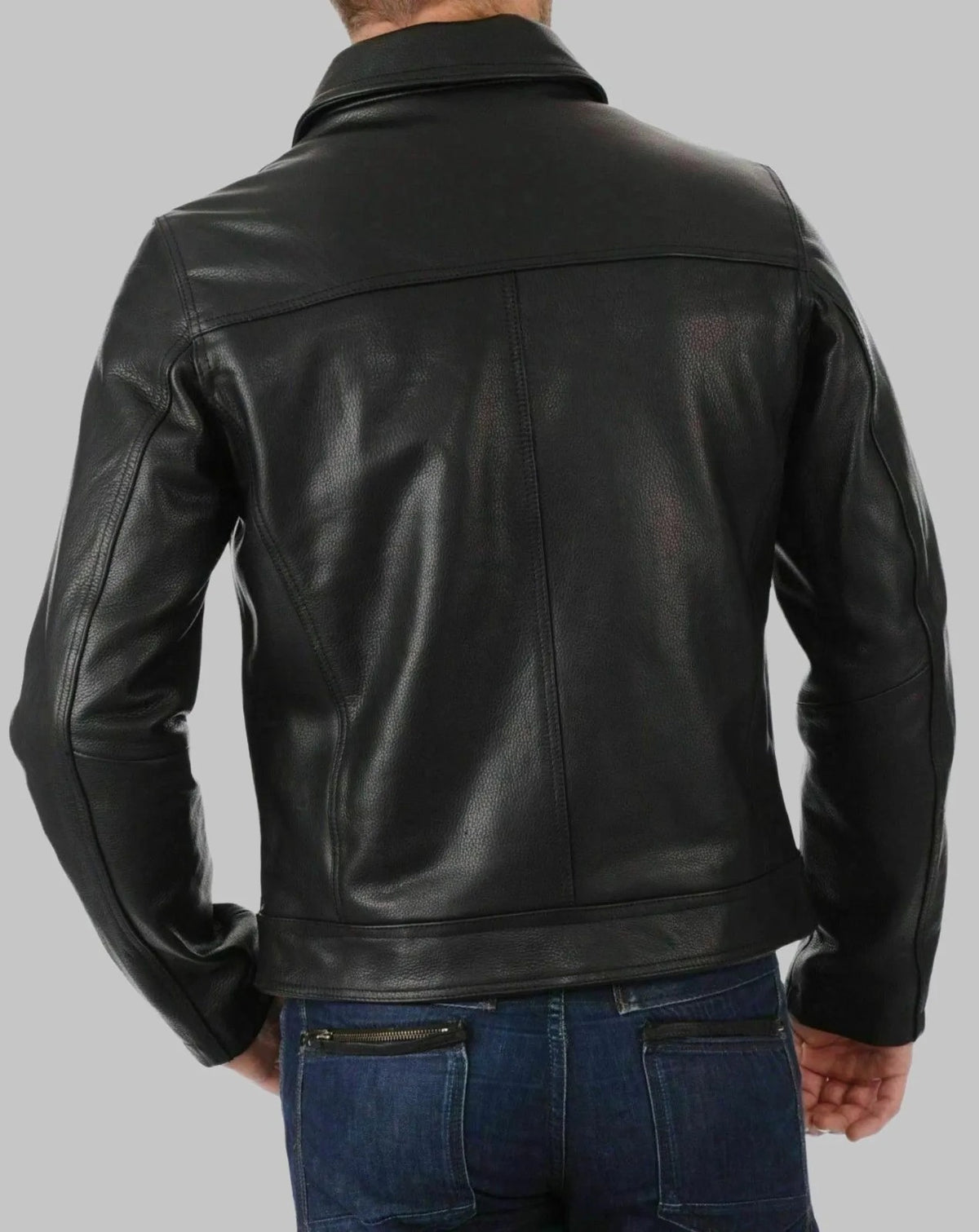 Men's Classic Cafe Racer Style Leather Jacket - Black Lambskin Motorcycle Jacket