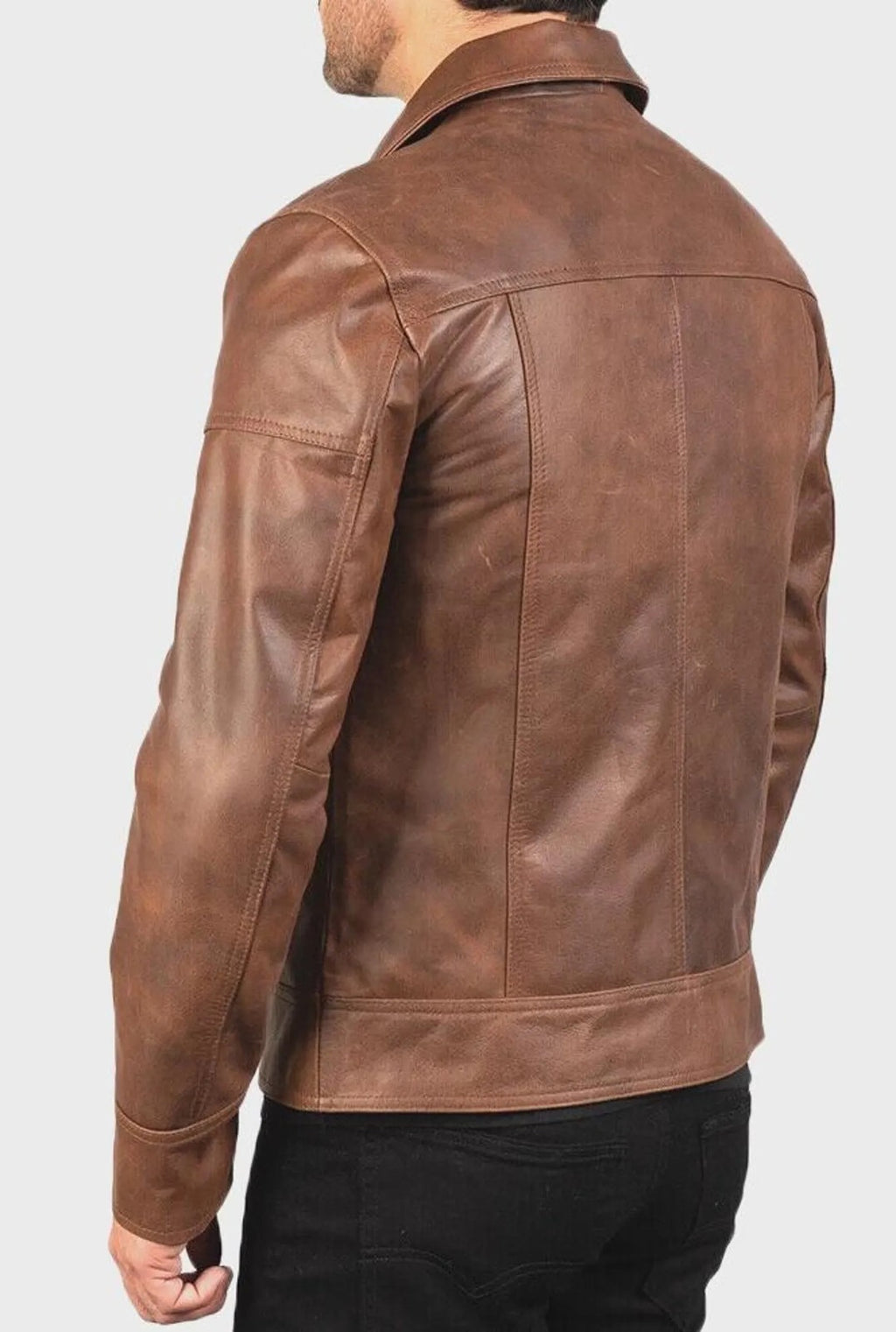 Classic Men's Real Leather Biker Jacket Handmade Cafe Racer Moto Coat