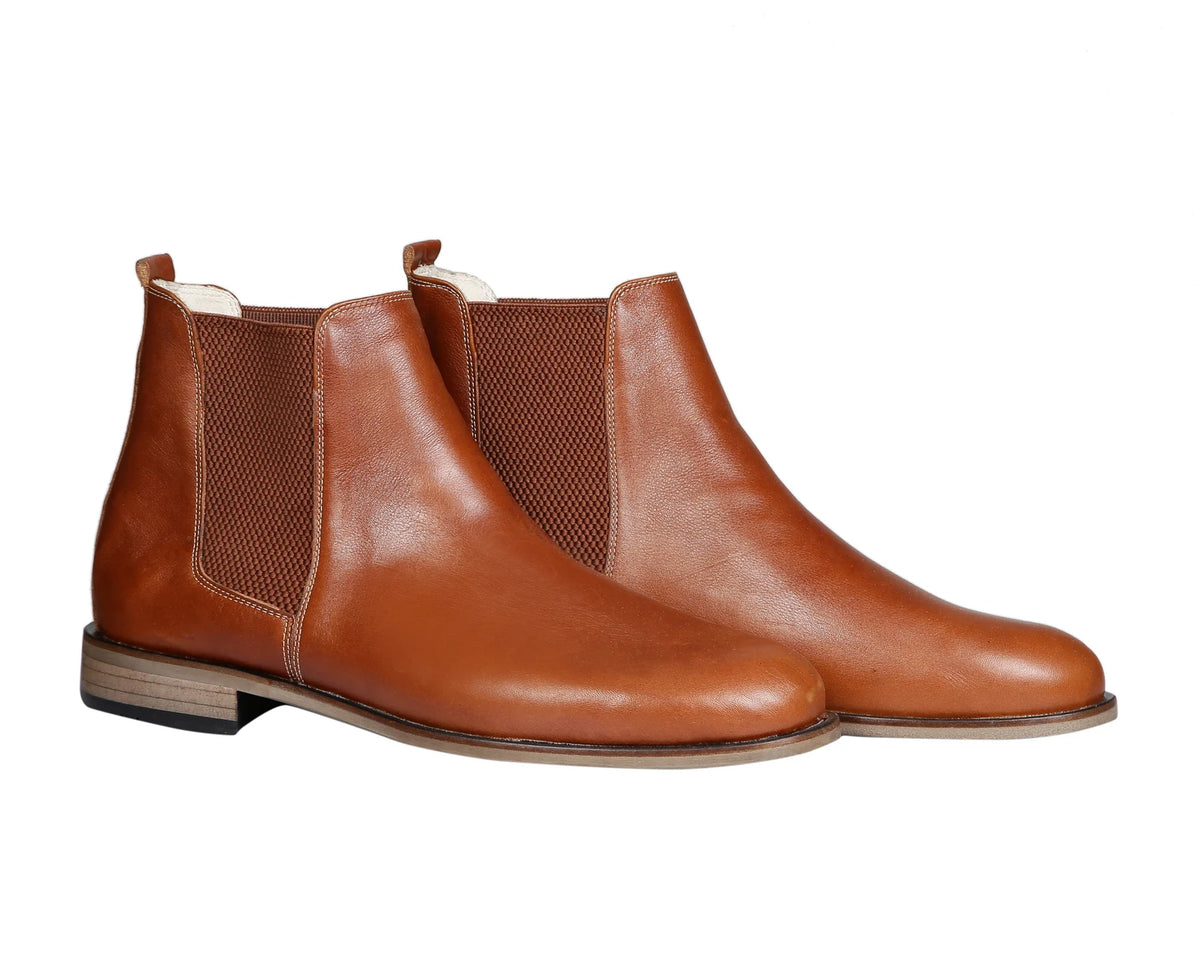 Men's Handmade Leather Chelsea Boots - Brown Ankle Dress Boots