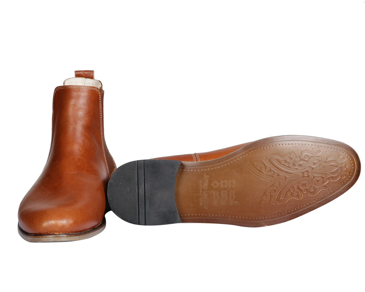 Men's Handmade Leather Chelsea Boots - Brown Ankle Dress Boots